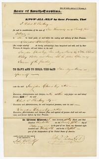 Bill of Sale for Five Enslaved Persons from Robert Pinckney to Langdon Cheves Sr., 1836