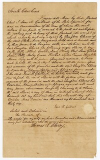 Bill of Sale for Twenty Enslaved Persons from Jane H. Gaillard to Langdon Cheves, Sr. 1836