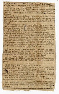 Advertisement of Southfield Plantation, 1860