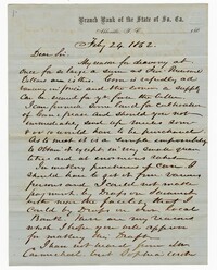 Letter from Charles Haskell to the Branch Bank of the State of South Carolina, February 24th, 1862