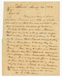 Letter from Charles Haskell to Langdon Cheves Jr., March 24th, 1862
