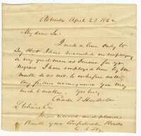 Letter from Charles Haskell to Langdon Cheves Jr., April 23rd, 1862