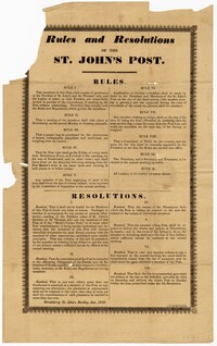 Broadside Containing Rules and Resolutions for the St. John's Post, 1842