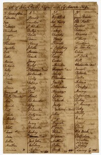 List of Enslaved Persons Owned by John Ball at Various Plantations, 1809