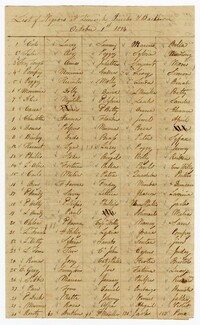 List of Enslaved Persons at Limerick, Jericho, and Back River Plantations, 1814