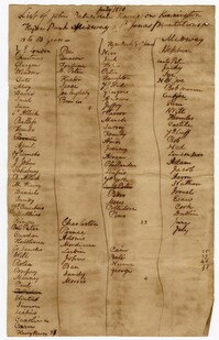 List of Ninety-Eight Enslaved Persons Owned by John Ball on Kensington, Hyde Park, Midway, and St. James Plantations.