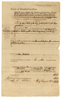 Bill of Sale for the Enslaved Persons Nancy and Sandy from the Executors of Keating Simon's Estate to Ann Ball, 1835