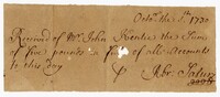 Receipt for John Hentie, October 1, 1730