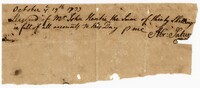 Receipt for John Hentie, October 19, 1733