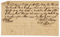 Receipt for Elias Ball, 1773