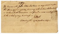 Copy of Letter from John Ball, 1819