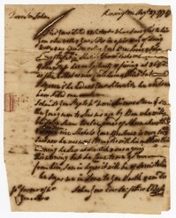 Letter from Elias Ball II to his Son John Ball, August 27, 1774