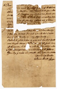 Torn Letter from Isaac Ball to his Brother John Ball, February 3, 1775