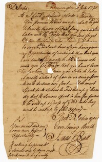 Letter from Isaac Ball to his Brother John Ball, July 3, 1775