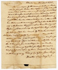 Letter from Elias Ball III to his Brother Isaac Ball, November 5, 1775