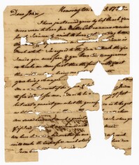 Torn Letter from Elias Ball III to his Brother John Ball, 1775