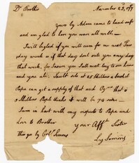 Letter from Lydia Ball Simons to her Brother Isaac Ball, November 23, 1776