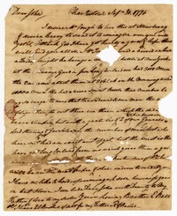 Letter from Elias Ball III to his Brother John Ball, September 30, 1776