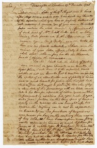 Copy of a Letter from John Coming Ball to his Brother-in-Law Elias Ball III in Exile, December 27, 1786