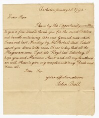 Letter from John Ball Jr. to his Father John Ball Sr., January 25, 1793