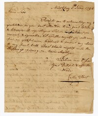 Letter from Catherine Simons Hort to her Uncles John and Elias Ball, June 3, 1794