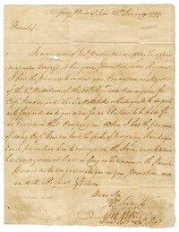 Letter from Col. R. McKelvey to Major John Ball, January 25, 1799