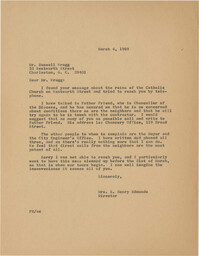 Letter from Mrs. S. Henry Edmunds to Mr. Russell Wragg