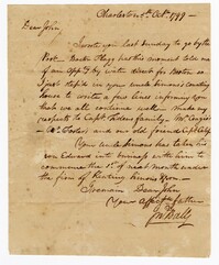 Letter from John Ball Sr. to his Son John Ball Jr., October 5, 1799