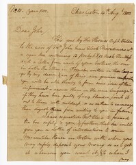 Letter from John Ball Sr. to his Son John Ball Jr., August 14, 1800