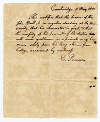 Letter from E. Pearson, May 11, 1801