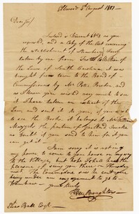 Letter from Peter Broughton to Elias Ball, August 1, 1801