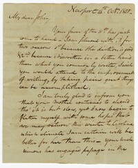 Letter from John Ball Sr. to his Son John Ball Jr., October 14, 1801