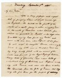 Letter from William James Ball to his Father John Ball Sr., September 7, 1805