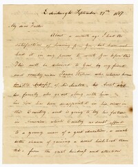 Letter from William James Ball to his Father John Ball Sr., September 27, 1807