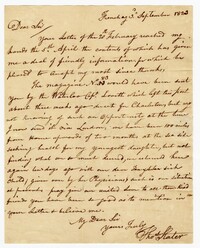 Letter from Thomas Slater to Isaac Ball, September 3, 1823