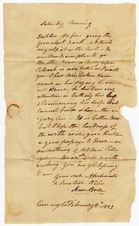 Letter from Ann Ball to her Husband John Ball, February 8, 1823