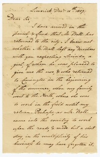 Letter from Overseer John Jacob Ischudy to Mr. Finby, December 11, 1827