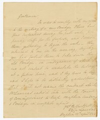 Letter from Eliza Laurens to Mr. Simons and Mr. Ball on the Mepkin Bridge Repairs, April 22, 1828