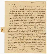 Letter from Stoke Plantation Overseer Thomas Finklea to John Ball, March 8, 1832