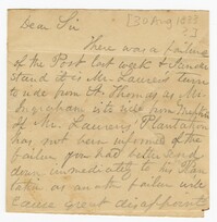 Note from W.D. Gourdin to John Ball, August 30, 1833