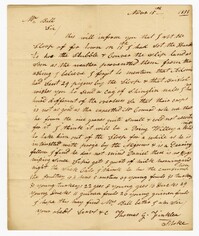 Letter from Stoke Plantation Overseer Thomas Finklea to John Ball, November 15, 1833