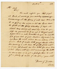 Letter from Stoke Plantation Overseer Thomas Finklea to John Ball, September 30, 1833