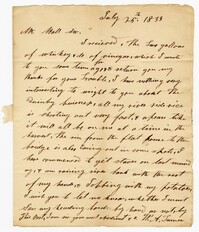 Letter from Quinby Plantation Overseer William Turner to John Ball, July 25, 1833