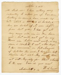 Letter from Quinby Plantation Overseer William Turner to John Ball, October 3, 1833