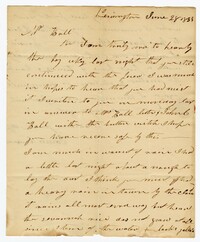 Letter from Kensington Plantation Overseer James Coward to John Ball, June 28, 1833