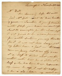 Letter from Kensington Plantation Overseer James Coward to John Ball, November 22, 1833