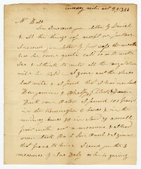 Letter from Kensington Plantation Overseer James Coward to John Ball, October 29, 1833