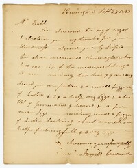 Letter from Kensington Plantation Overseer James Coward to John Ball, September 28, 1833
