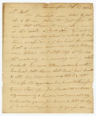 Letter One from Kensington Plantation Overseer James Coward to John Ball, September 27, 1833