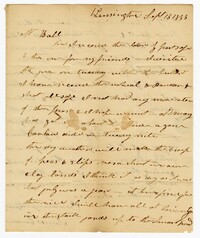 Letter from Kensington Plantation Overseer James Coward to John Ball, September 13, 1833